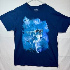 Extreme Concepts Wolf Pack Graphic‎ Print Crew Neck T-Shirt Mens Size Medium